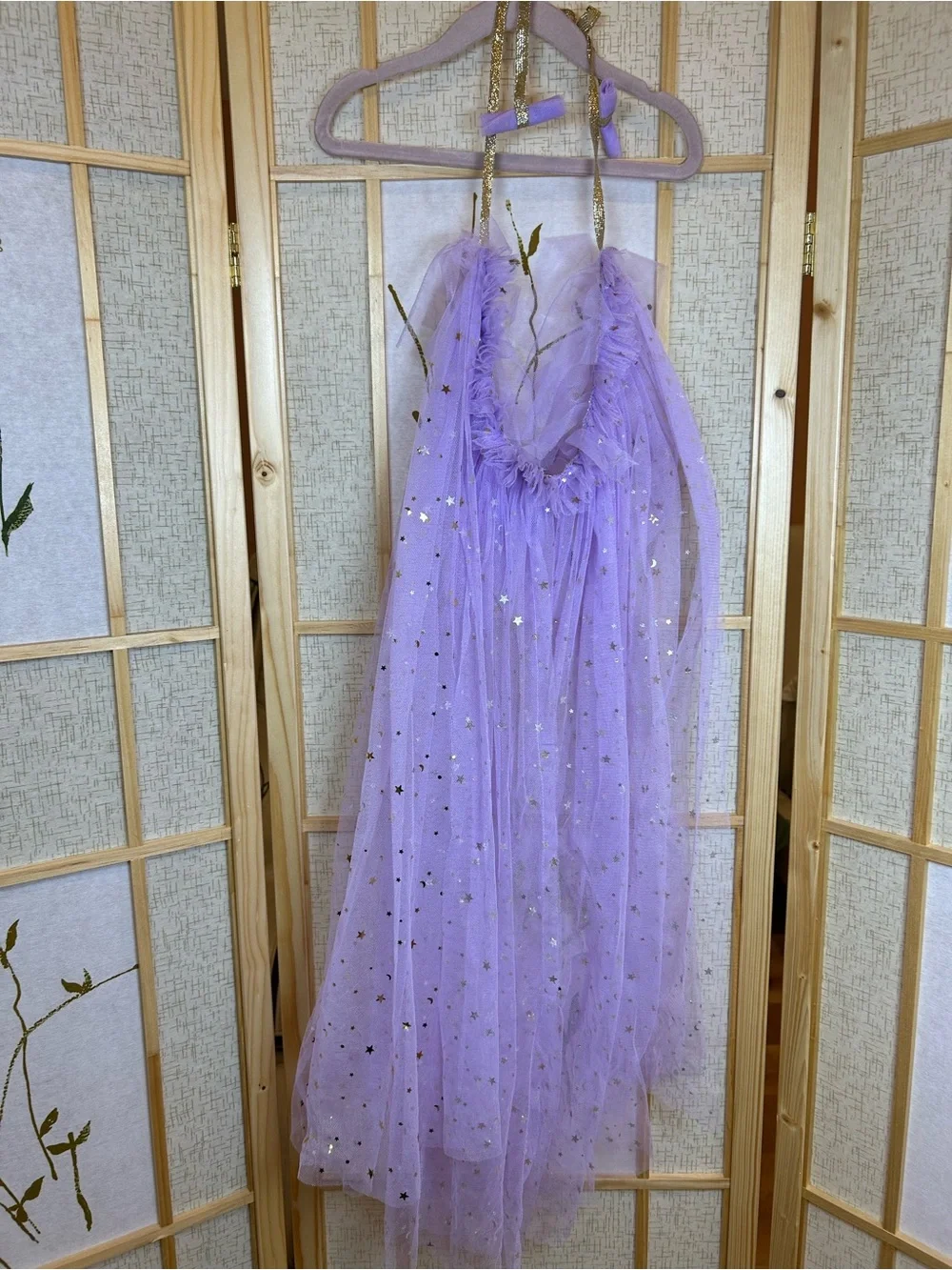 Girls' Lavender Tulle Star Party Cape
